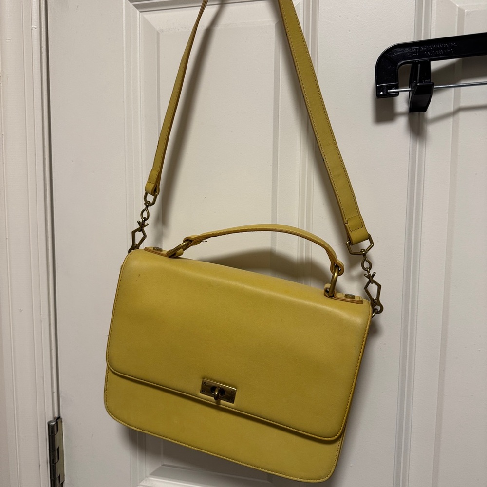 J. Crew Mustard Yellow Leather Tote